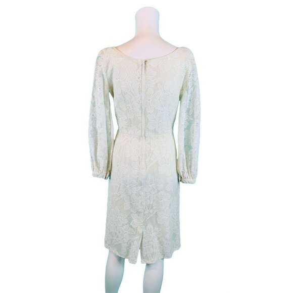 Vintage 60s Lace Dress Womens Extra Small White Floral Mini Cocktail - Picture 9 of 10